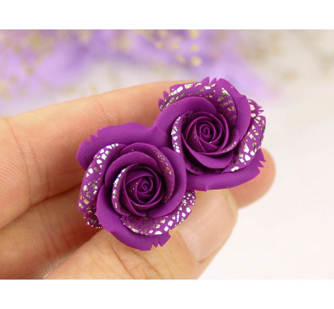 Violet gold rose Ear plugs earrings