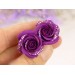 Violet gold rose Ear plugs earrings