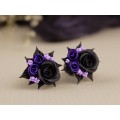 Violet rose handmade tunnels - 00 plug earrings