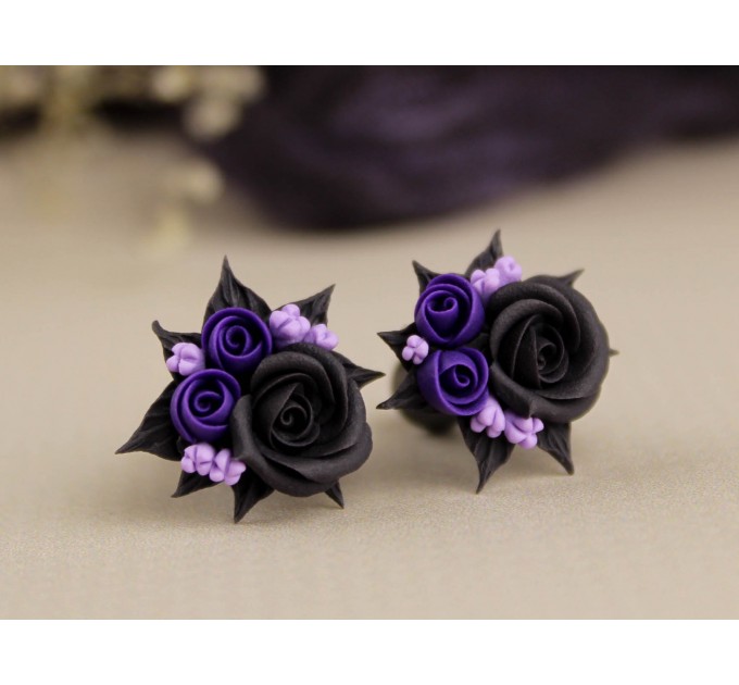 Violet rose handmade tunnels - 00 plug earrings