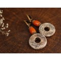 Handcrafted Ethnic earrings with dangle coral beads 