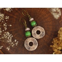 Ancient dangle earrings green beads