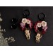 Hoop earrings with goat skull and flowers