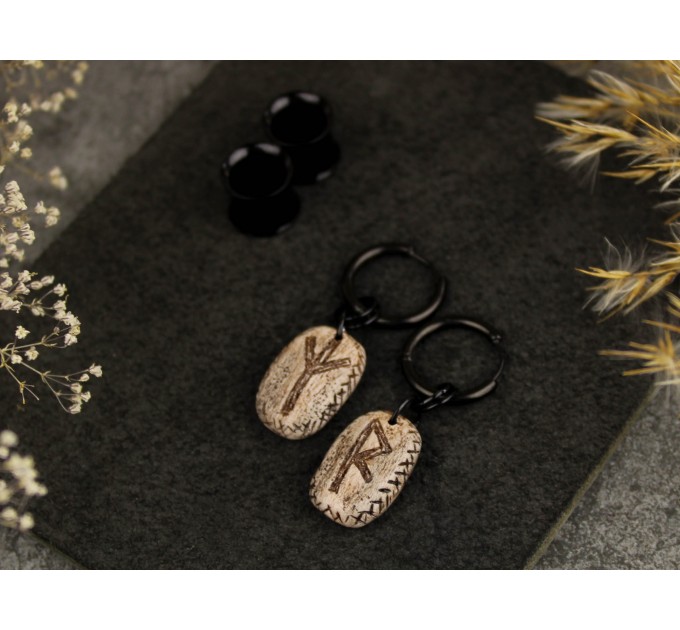 Personalized viking earring - Norse rune plugs 