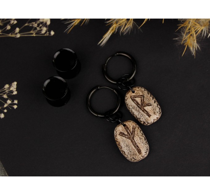 Personalized viking earring - Norse rune plugs 