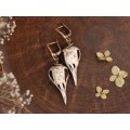 Dangle pagan earrings with raven skulls - Norse jewelry