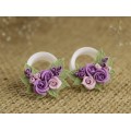 Wedding tunnels in Provence colors - Floral plug for ears  