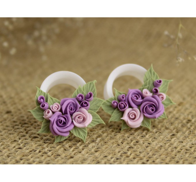 Wedding tunnels in Provence colors - Floral plug for ears  