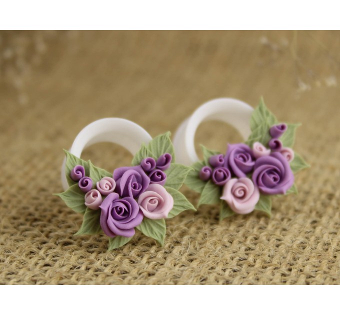 Wedding tunnels in Provence colors - Floral plug for ears  