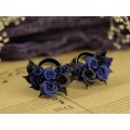 Custom palette tunnel earrings, navy and black plug gauges