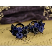 Navy blue black rose ear tunnels 00g – 25mm