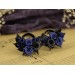 Custom palette tunnel earrings, navy and black plug gauges