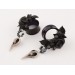 Tunnel earrings for stretched ears with roses and raven skulls