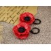 Red poppy ear plug, hoop earrings with wildflower