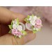 Cute tunnel plug with pink white roses – floral ear jewelry