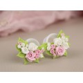 Cute tunnel plug with pink white roses – floral ear jewelry