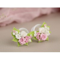 White pink rose ear tunnels 00g – 25mm