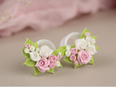 White pink rose ear tunnels 00g – 25mm