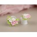 Cute tunnel plug with pink white roses – floral ear jewelry