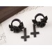 Gothic inverted cross earrings – black rose tunnel plugs