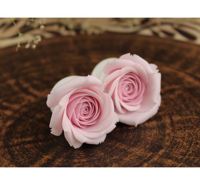 Blush soft pink rose bridal gauges, 6g – 20mm ear plugs
