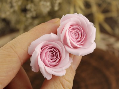 Blush pink rose ear plug 3-20mm Blush pink rose ear plug 3-20mm