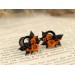 Burnt orange wedding ear plugs – cute bridal gauge earrings