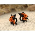 Burnt orange wedding ear plugs – cute bridal gauge earrings