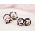 Floral plug – Cherry blossom wedding gauge earrings