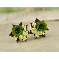 Green brown bouquets ear plugs 6-20mm