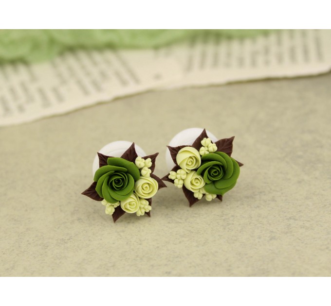 Green brown ear lobe plugs – cute gauges for wedding