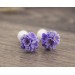 Handcrafted flower ear lobe plugs with unique lilac bouquet