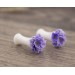 Handcrafted flower ear lobe plugs with unique lilac bouquet