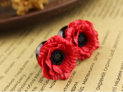 Red poppy ear plugs 3-20mm