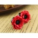 Flower ear gauges 0g – 20mm – red poppy ear plugs piercing