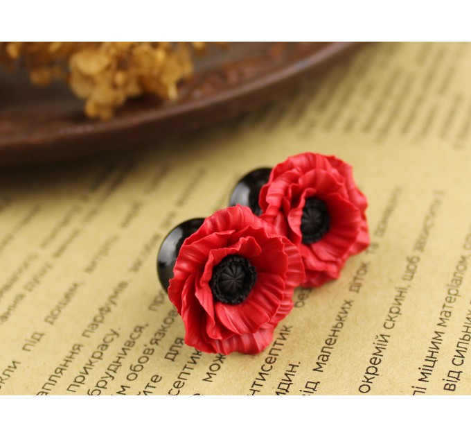 Flower ear gauges 0g – 20mm – red poppy ear plugs piercing