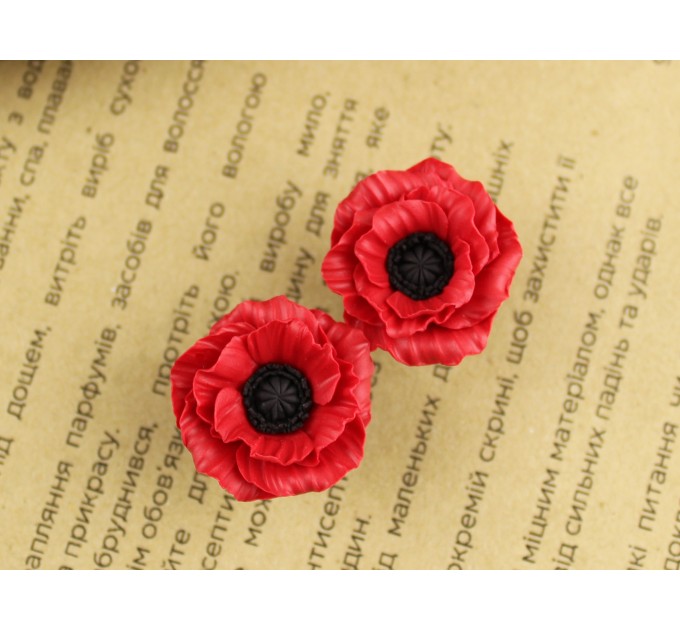 Flower ear gauges 0g – 20mm – red poppy ear plugs piercing