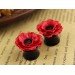 Flower ear gauges 0g – 20mm – red poppy ear plugs piercing