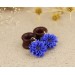 Botanical wood gauges – blue cornflower 00 ear plugs