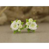 Cute white roses plugs 8mm - 20mm