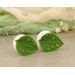 Tunnels and plugs earrings with green leaf