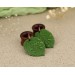 Botanical wood plugs – green leaf 00g gauges earrings