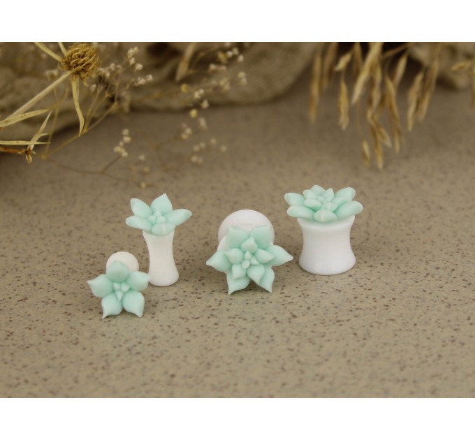 Cute succulent ear plugs gauges | 8g 4g – 20mm