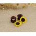 Botanical tunnel jewelry – sunflower wooden ear plugs