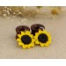 Botanical tunnel jewelry – sunflower wooden ear plugs