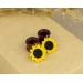 Botanical tunnel jewelry – sunflower wooden ear plugs