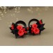 Wedding tunnel piercing – Black red roses gauges and plugs