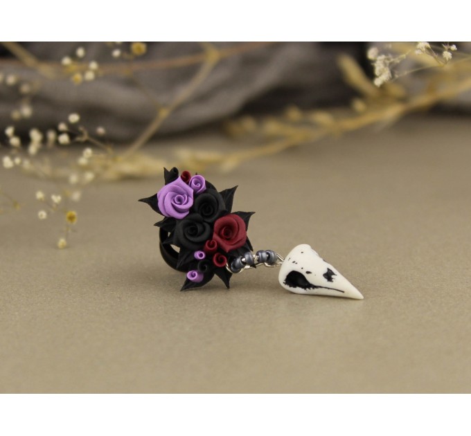 Gothic ear gauges 00g tunnels – bird skull jewelry