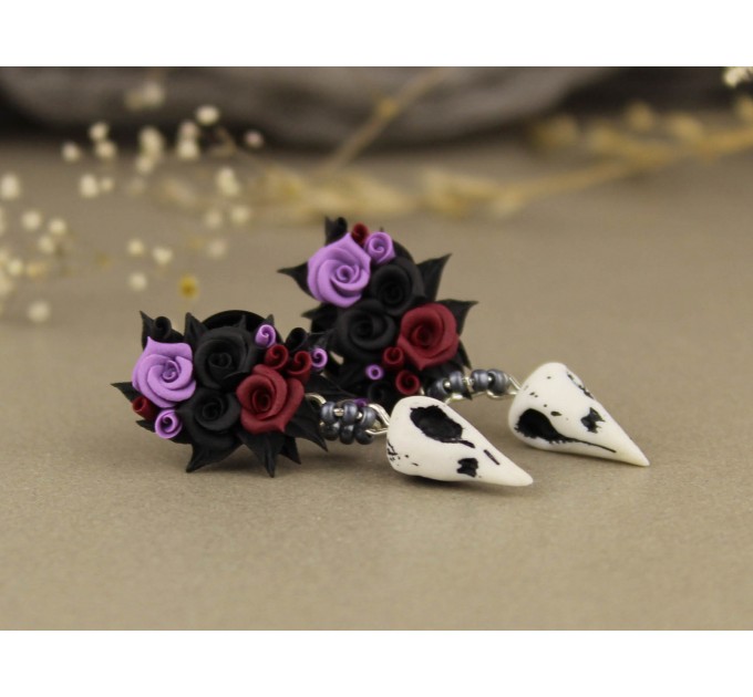 Gothic ear gauges 00g tunnels – bird skull jewelry