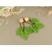 Dangle gauges for ears with green leaves and dewdrops